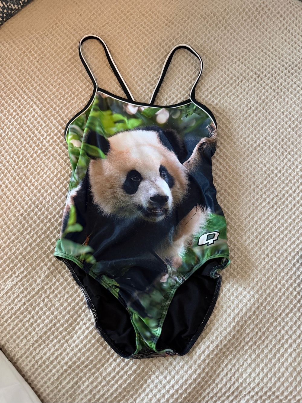 Girls Green Panda Print One-Piece Swimsuit - Brand Unknown